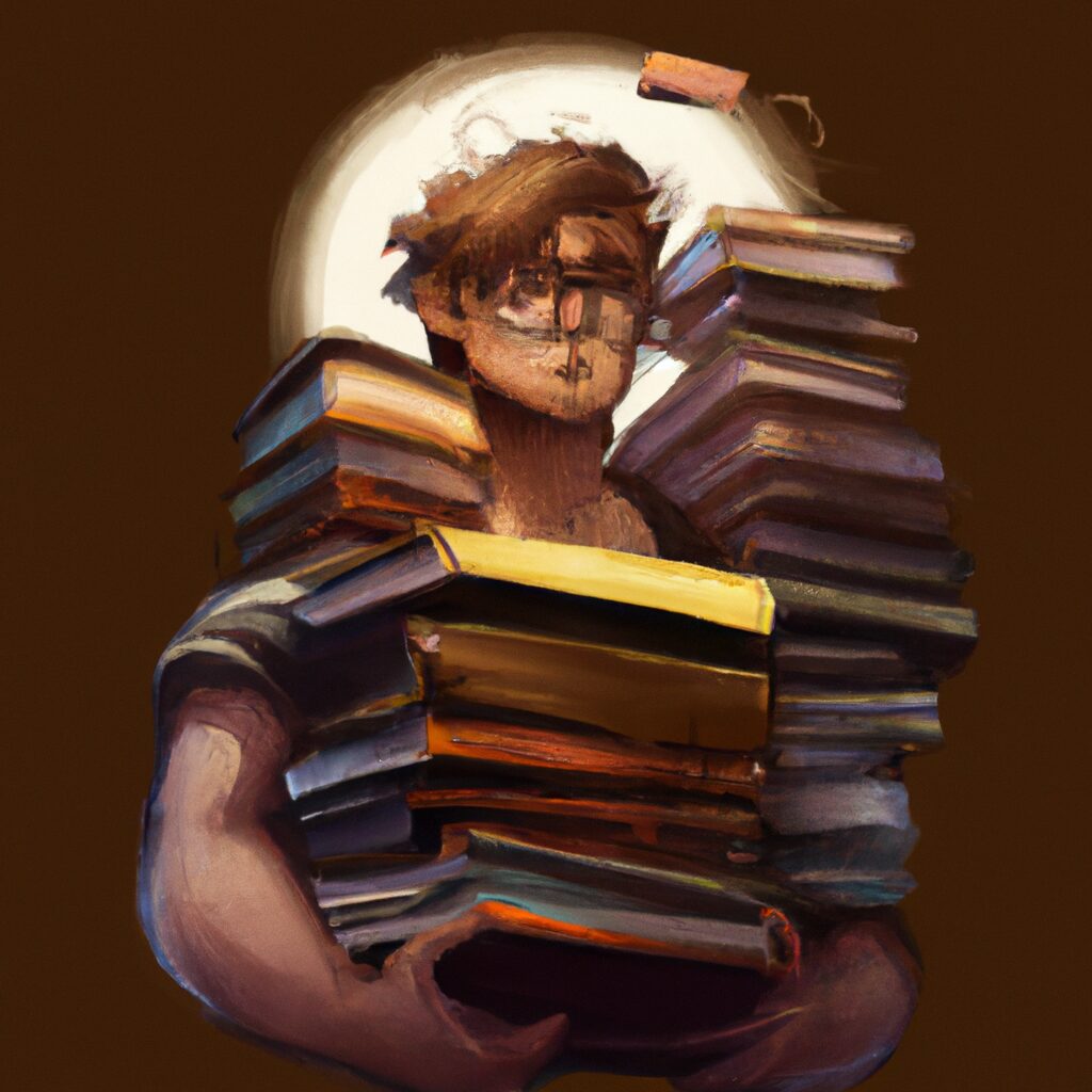 Arte de uma pessoa lendo um livro de texto sobre