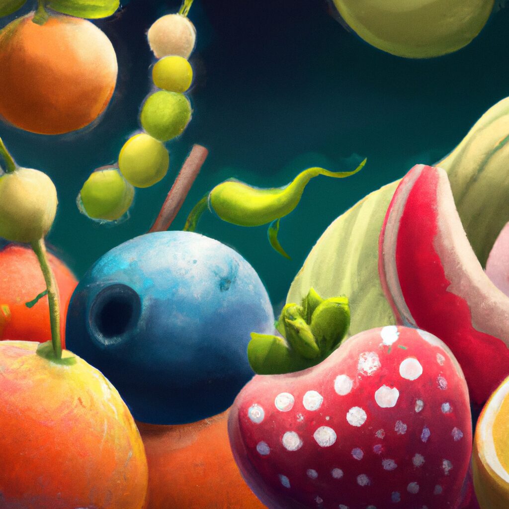 Desenho de alguém lendo frutas