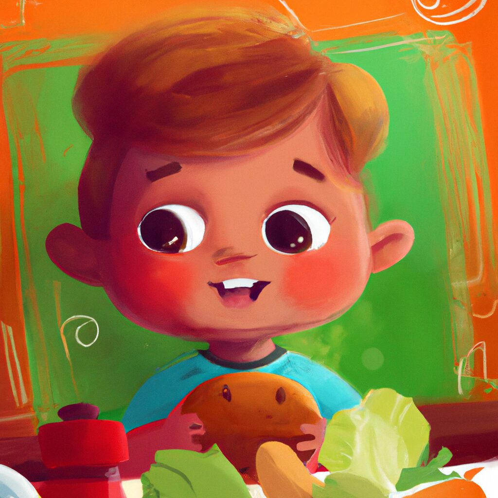 Desenho de alguém lendo infantil sobre alimentacao saudavel
