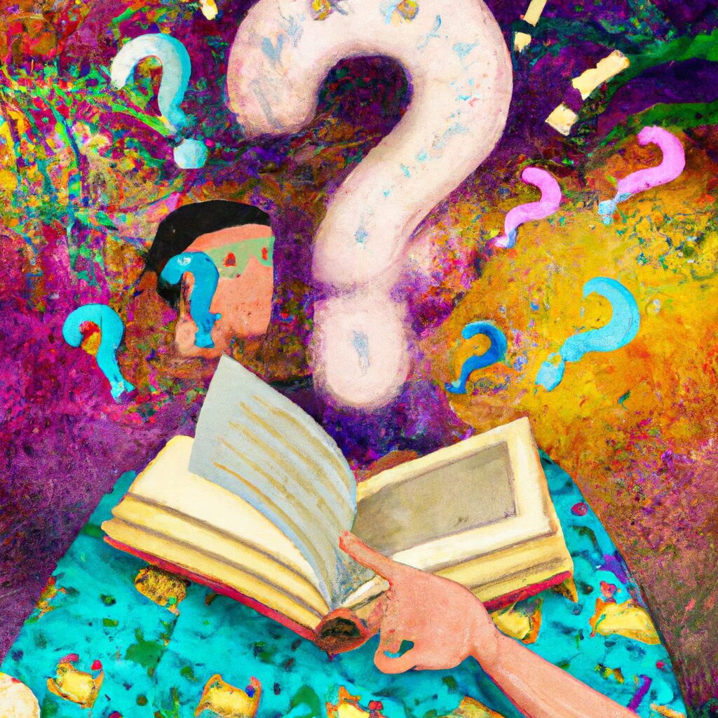Desenho digital de uma pessoa com um livro aberto sobre