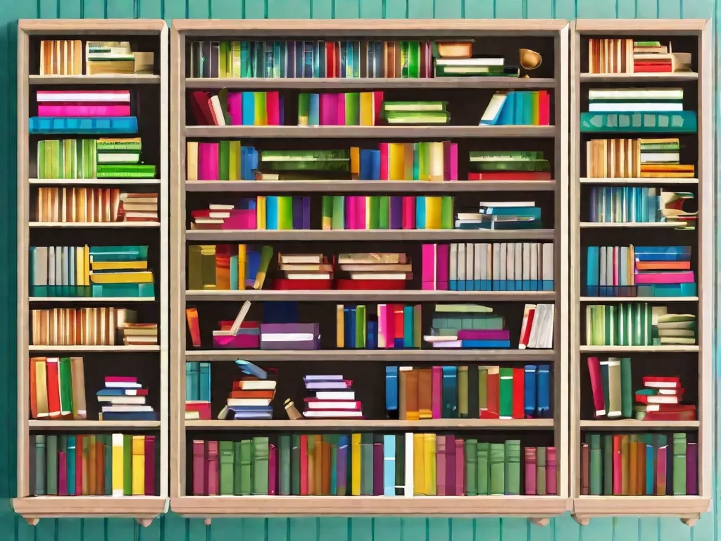 Descrição da imagem: Uma estante vibrante cheia de vários livros de autoajuda em português, representando o florescente mercado de autoajuda no Brasil. Os livros estão organizados de forma ordenada, exibindo títulos sobre crescimento pessoal, motivação e sucesso. A imagem captura a diversidade e popularidade da literatura de autoajuda entre os leitores brasileiros.